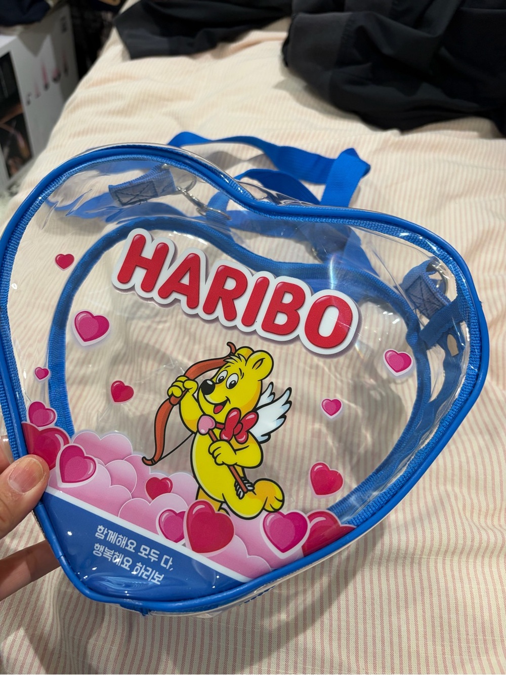 HARI Heart-Shaped Clear Blue Satchel Bag